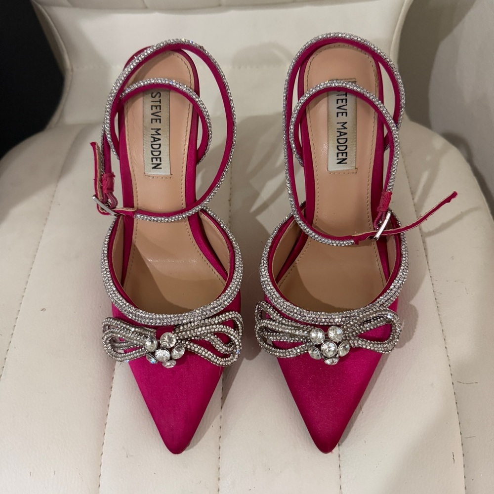 Steve Madden Fuchsia Heels with Silver Embellishments